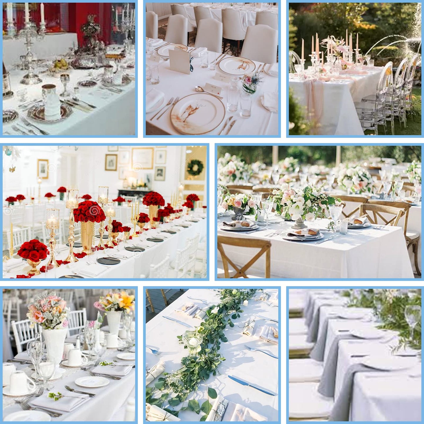 Kesfey 4 Packs White Table Cloths Rectangle 60 x 84 inch Washable Polyester Fabric White Tablecloths for 4 Feet Tables Stain and Wrinkle Resistant Reusable Table Covers for Parties Wedding Banquet