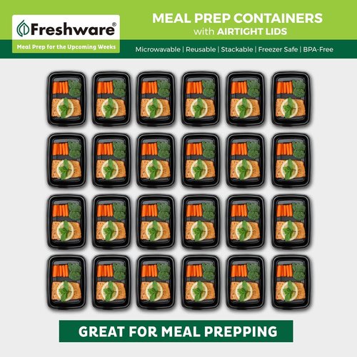 Freshware Meal Prep Containers - 150 Pack | 1 Compartment, BPA-Free, Stackable, Microwave & Freezer Safe (16 oz)