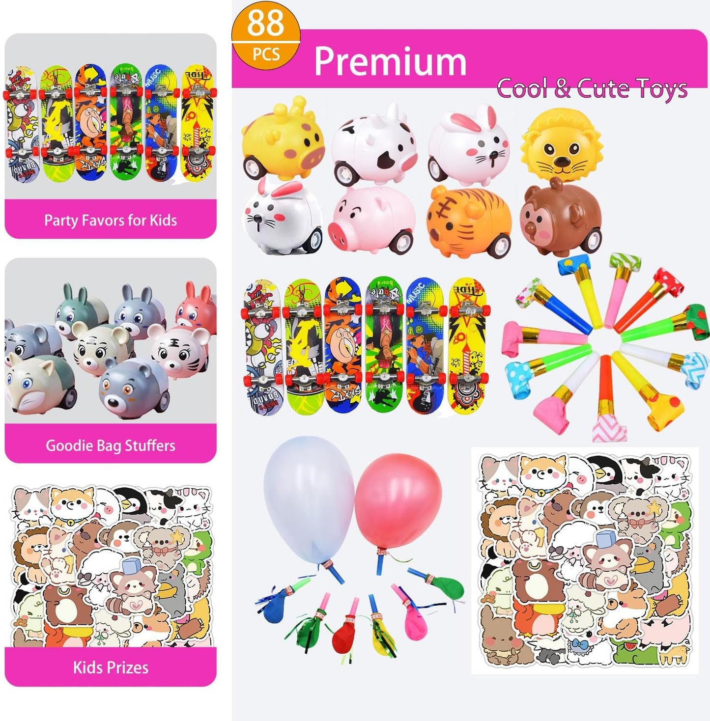 Skiennix 136 Pcs Kids Party Favors - 5-in-1 Classroom Prize Box for Ages 4-10 | Carnival Treasure Box Stuffers