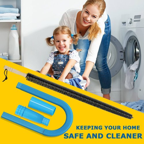 Dryer Vent Cleaner Kit Vacuum Attachment Hose and Dryer Lint Brush Vent Trap Cleaner for Cleaning Dryer Lint Remover/Blue