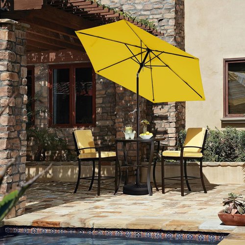 JEAREY 7.5FT Patio Umbrella - Market Table Umbrella with Push Button Tilt & Crank - Yellow for Garden, Deck, and Pool