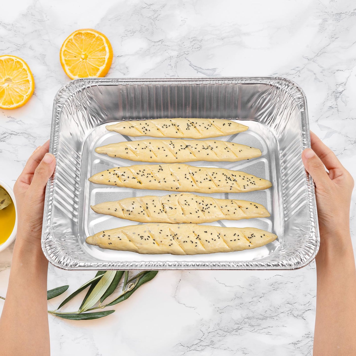 Roponan 9x13 Aluminum Foil Pans, 40-Pack Half Size Disposable Aluminum Foil Trays, Deep Steam Table Pans for Cooking, Baking, Grilling, Roasting, Heating & Serving Food