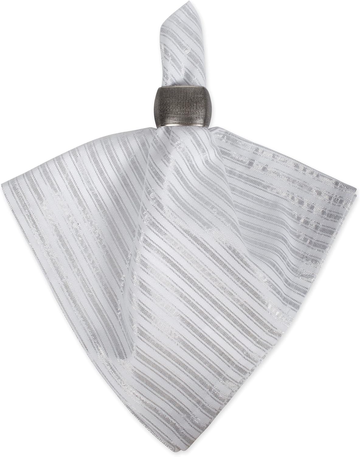 Hanukkah Tabletop Napkin Set - 6-Piece Silver Stripe Décor for Festival of Lights