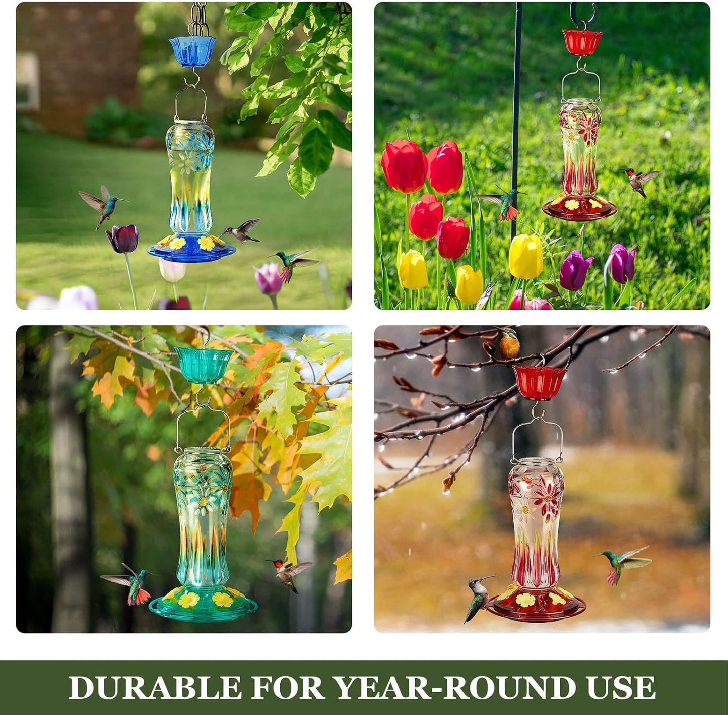 Kingsyard Hummingbird Feeder - 25 oz Leak-Proof Design with Ant Moat & 6 Bee-Proof Ports | Red
