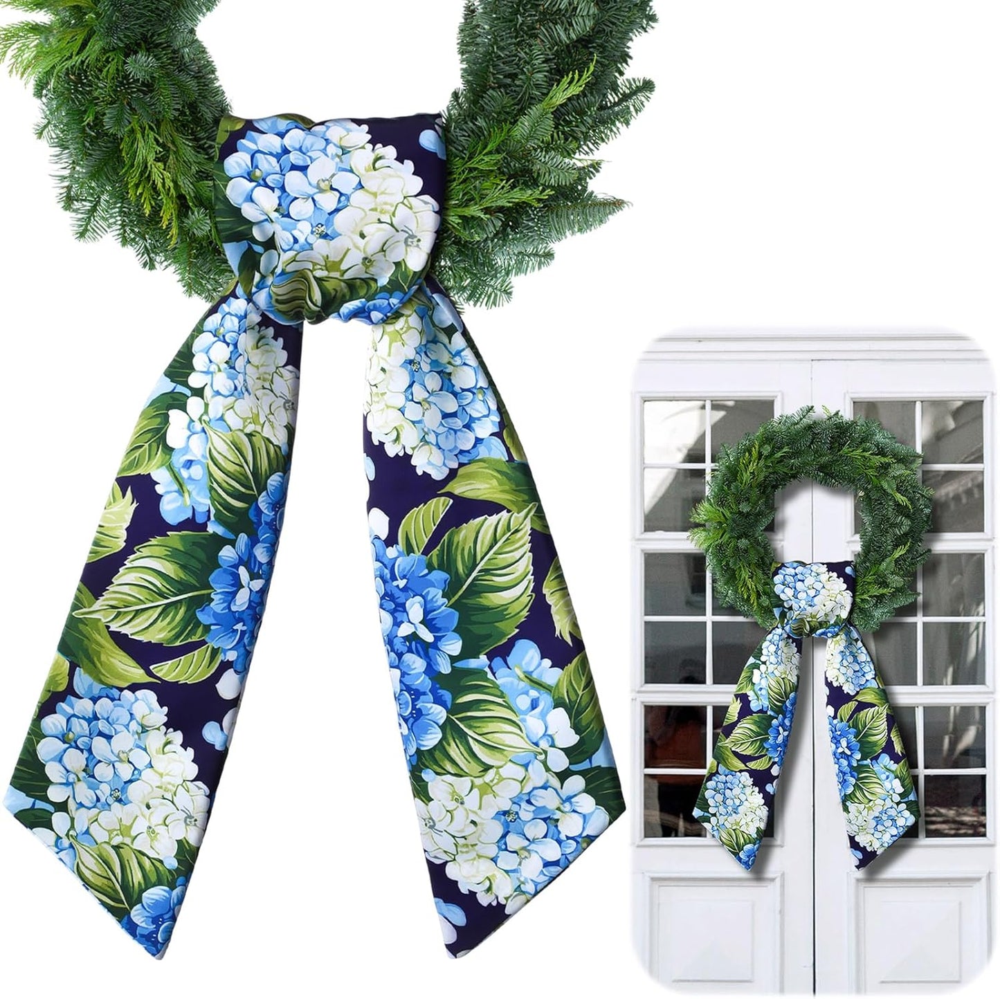 Skiennix Wreath Sash - Satin Blank Sashes for Embroidery | Indoor/Outdoor Home Decor (Blue, Green)