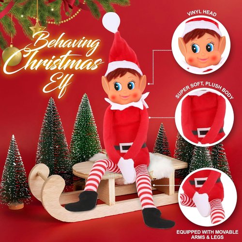 Elfette Plush Toy - Christmas Elf Behaving Badly | Naughty Bendy Doll - 12 Inches