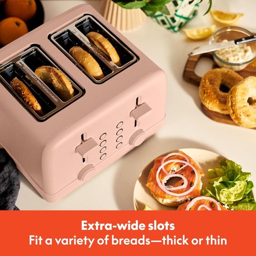 Bella 4 Slice Toaster - 6 Setting Shade Control with Reheat & Cancel | Removable Crumb Tray, Blossom Color