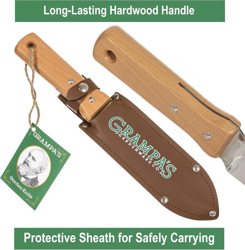 Grampa's Garden Knife - Versatile 7" Hori Hori Garden Knife With Steel Blade & Sheath | Ideal For Weeding, Digging, Planting