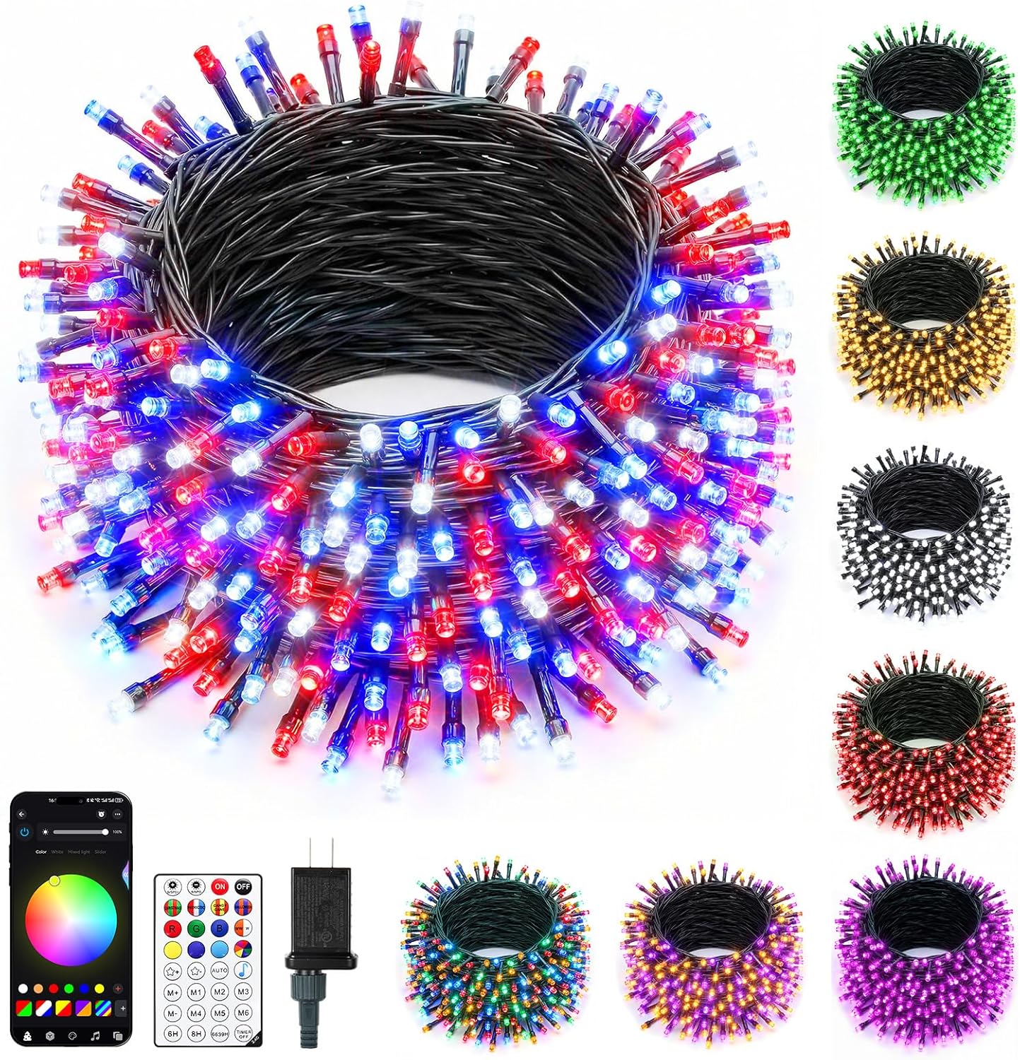 Minetom LED RGB String Lights - 82ft Color Changing Fairy Lights with Remote & App Control for Christmas & Halloween
