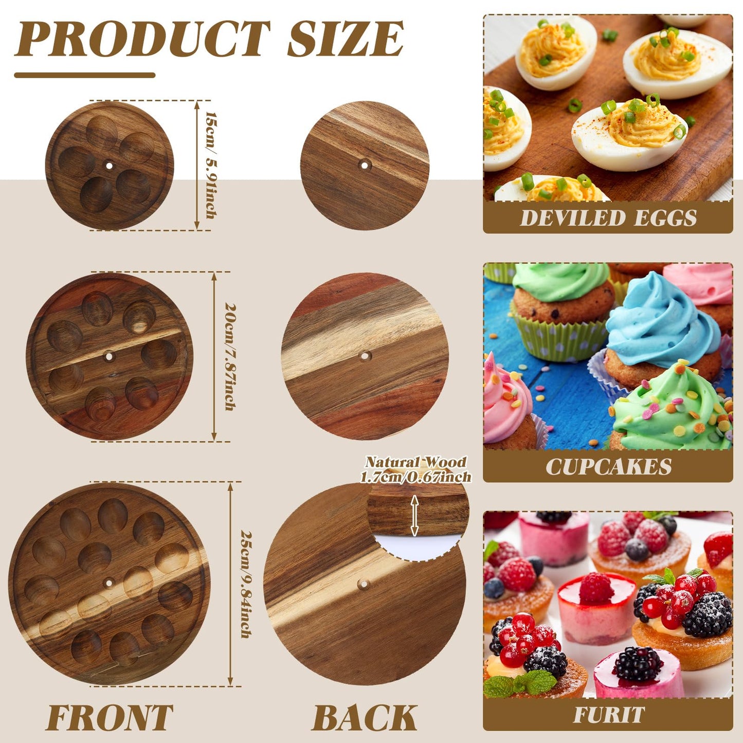 Newtay 3 Tier Wooden Deviled Egg Platter 26 Holes Deviled Egg Stand Plate Reversible Tray Serving Tray Holder for Easter Thanksgiving Christmas Cheese Serving Home Supplies(Black)