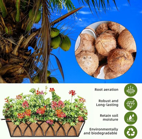 Coco Fiber Liners by [Brand Name] - Pre-Formed Replacement for Planters & Window Boxes | 36in, 2-Pack
