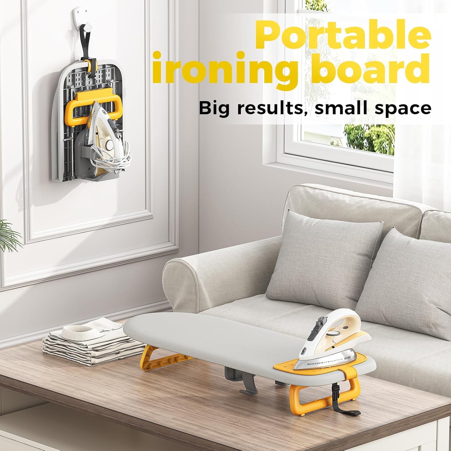 KINGBOARD Mini Ironing Board - Foldable Tabletop Design with Iron Holder | Compact 12x32 Grey for Easy Travel & Dorm Storage
