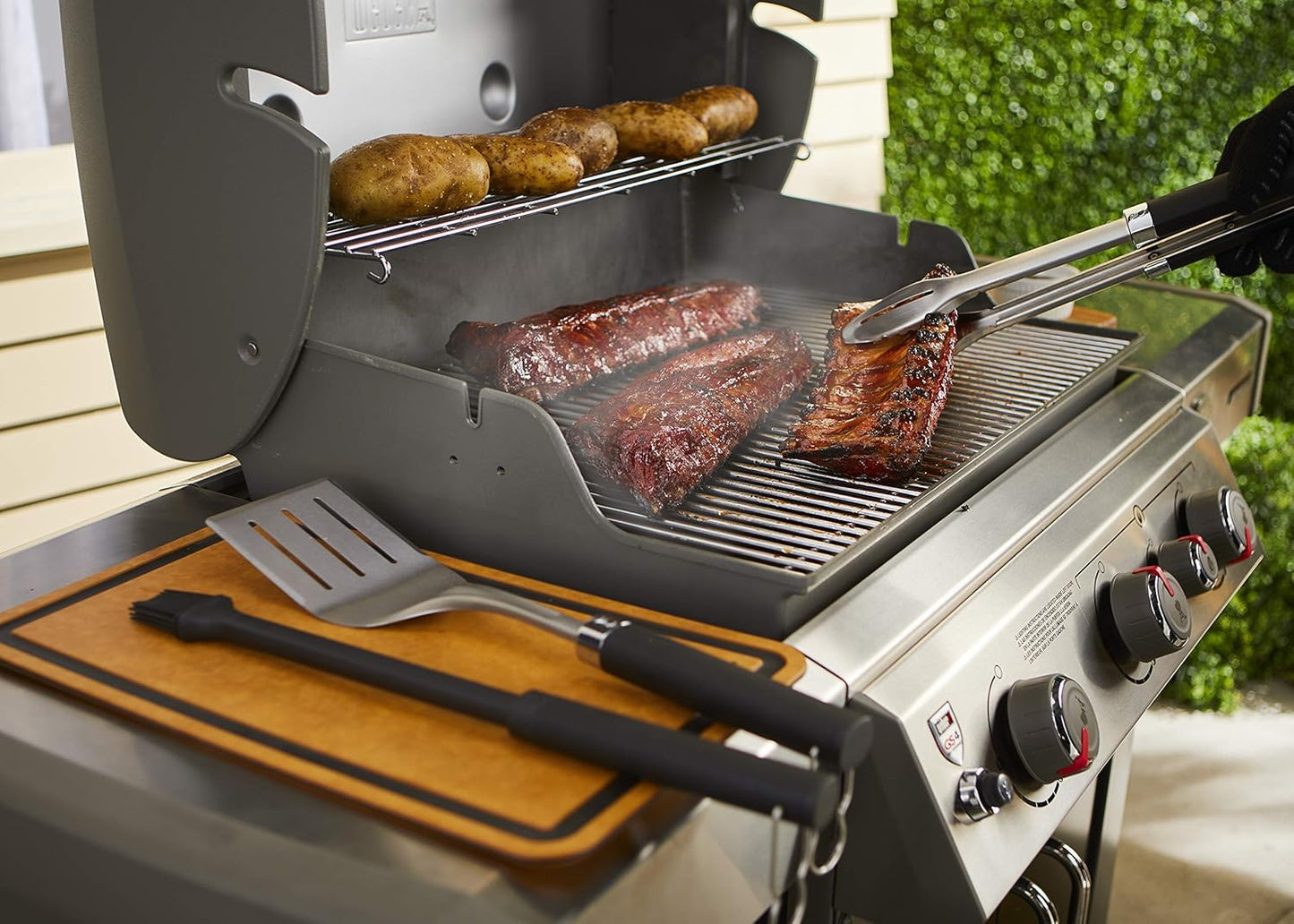 Weber Precision Grilling Tool Set - Stainless Steel Tongs, Spatula & Silicone Brush | Non-Slip Handles