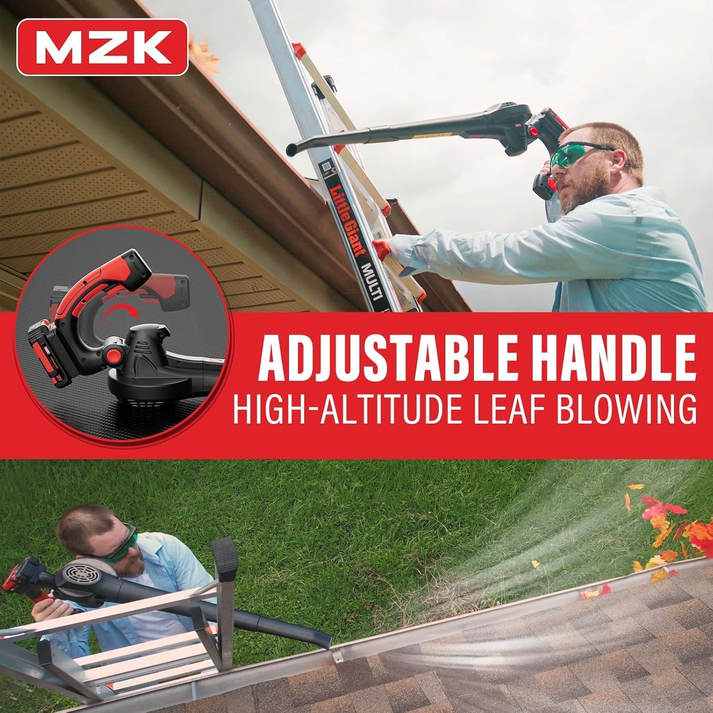 MZK Cordless Leaf Blower - 20V Battery Powered Electric Blower for Lawn Care | Lightweight & Versatile with 2 Batteries & Charger Included
