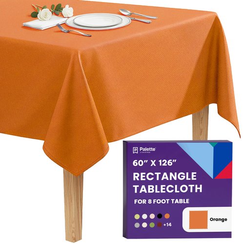 Gee Di Moda Rectangle Tablecloth - 60 x 126 Inch Orange Table Cloth for 8 Foot Rectangle Tables - Heavy Duty Washable Fabric - for Holiday Party, Dinner, Weddings, Baby Shower & Events