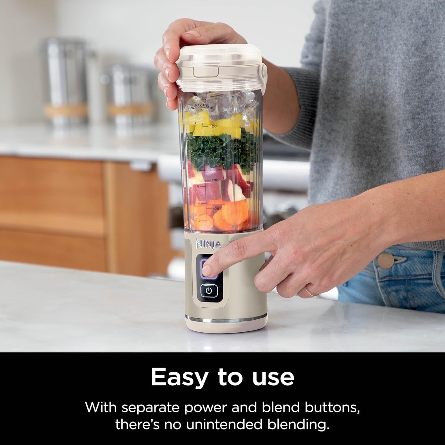 Ninja Blast Portable Blender - Cordless 18oz Personal Blender for Shakes & Smoothies | BPA-Free, USB-C Rechargeable, Vanilla Bean