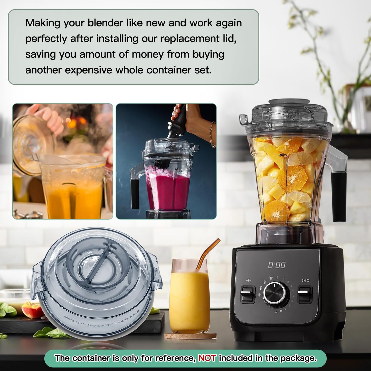 WSEYU Replacement Lid Compatible with 48 oz Container A3500 A2500 A3300 A2300, Top Cover Replacement for X Blender X2 X4 X3 X5 Pitcher 48oz with Self-Detect, BPA Free