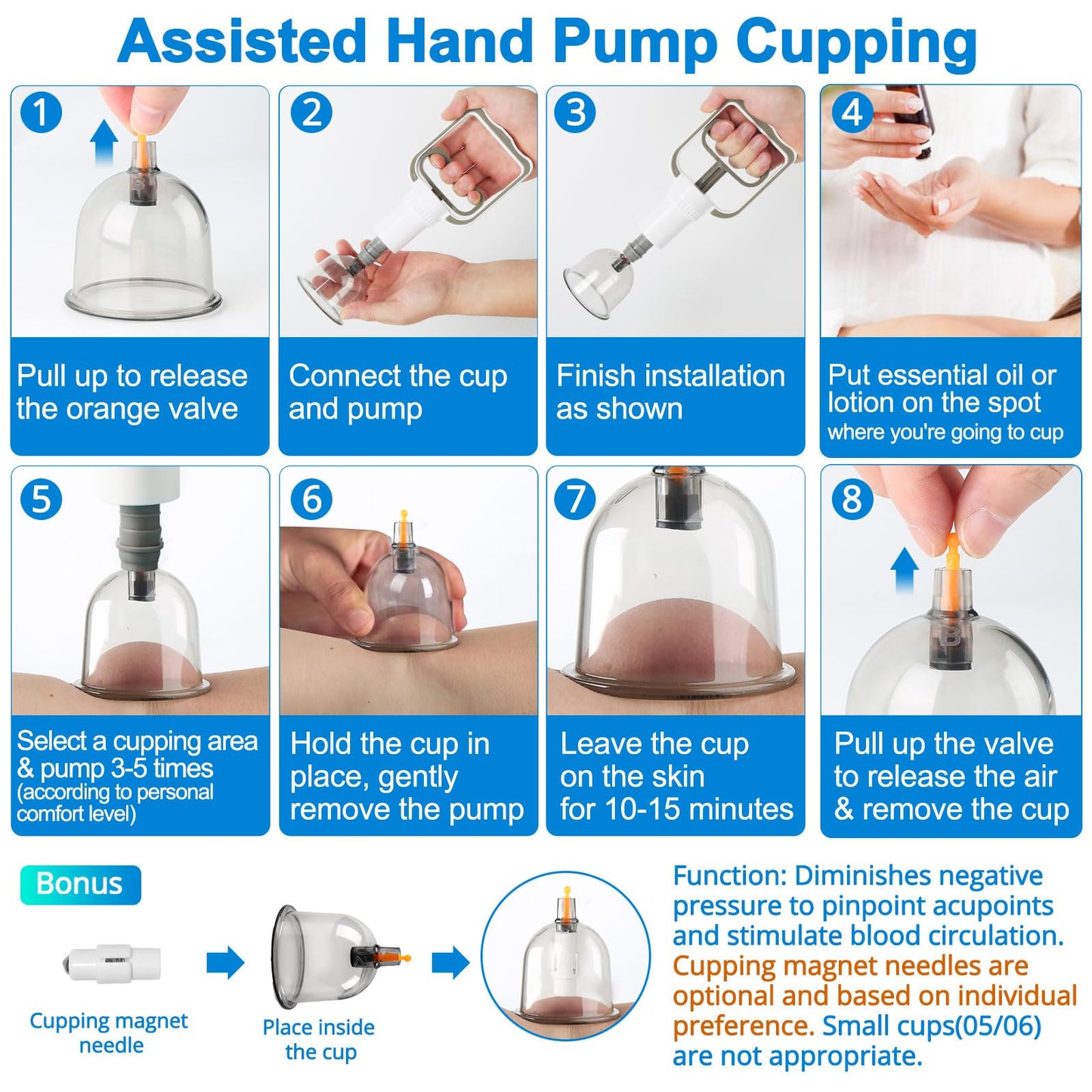 Eambond Cupping Kit, Cupping Therapy Sets Massage Back, Pain Relief, Physical Therapy, Chinese Muscle Cupping Tool with Pump & Vacuum Silicone Cups for Cellulite Reduction at Home