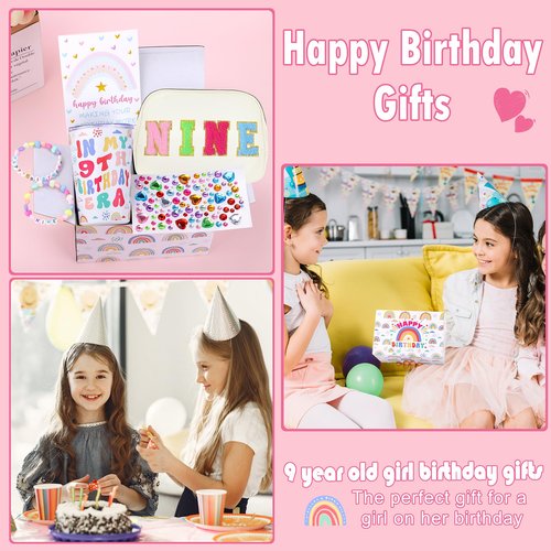 9 Year Old Beautiful Teen Girl Birthday Gifts, Gifts for 9 Year Old Sweet Teen Girls, 9th Birthday Decorations Basket Set of 5