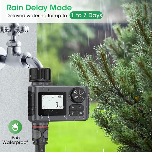Insoma Water Timer - Programmable Hose Timer with Rain Delay | Automatic Irrigation System for Lawn & Garden, IP55 Waterproof, 1 Outlet