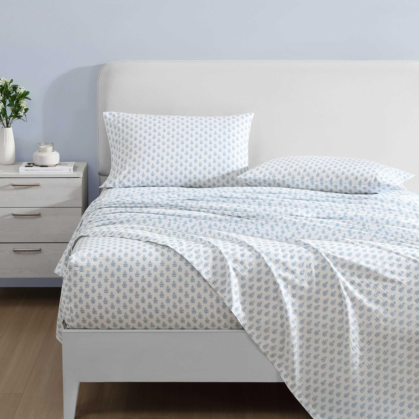 Laura Ashley - Queen Sheets, Cotton Percale Bedding Set, Lightweight & Breathable Home Decor (Francesca Blue, Queen)