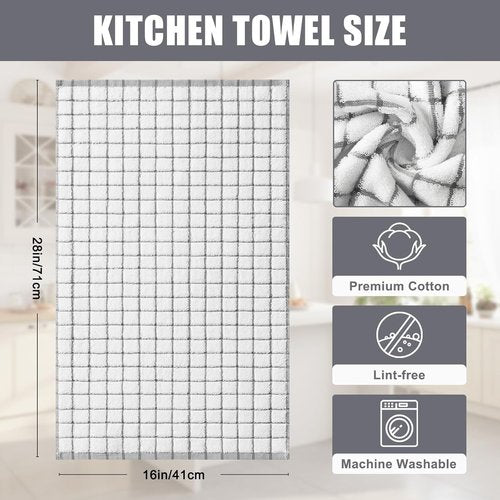 Homaxy Premium Kitchen Towels - Super Absorbent 6-Pack Grey Dish Towels (16”x28”) with Hanging Loop