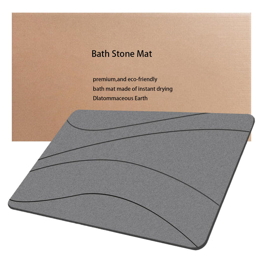 NNZQNNE 1 Pack Stone Bath Mats for Bathroom,diatomaceous Earth Bath mat,Non-Slip Super Absorbent Quick Drying Bathroom Floor Mat,Bathtub mat,Easy to Clean,for Bathroom Shower(23.6"×15.4" Dark gray1)