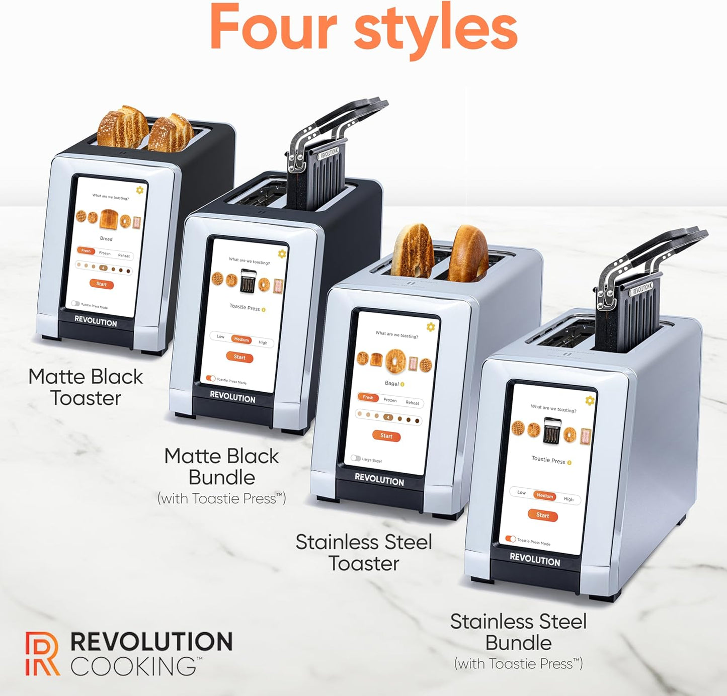 Revolution R180 Connect Touchscreen Smart Toaster - 6 Bread Types, 7 Browning Levels & Toastie Press (Stainless Steel, 2-Slice)