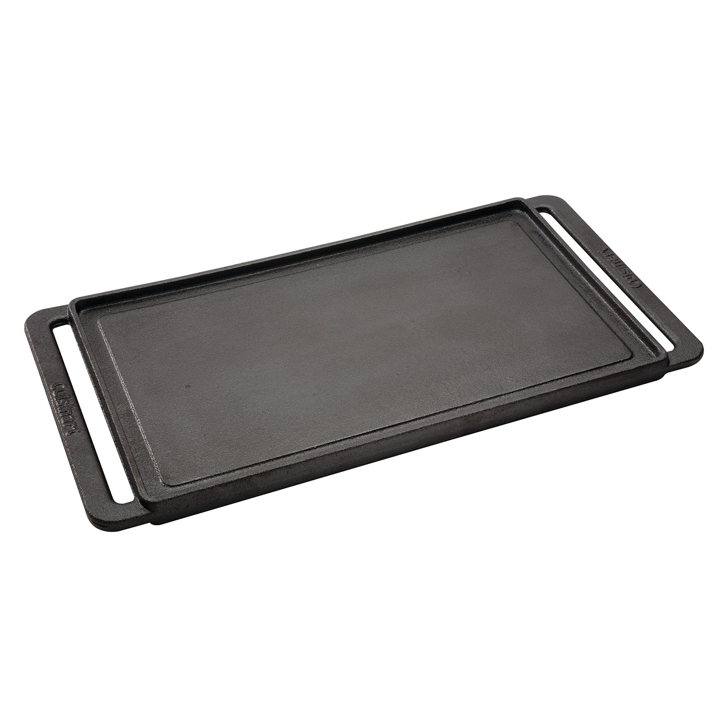 Cuisinart Reversible Cast Iron Grill/Griddle Plate, 15.75” x 9” Pre-Seasoned Cooking Surface with Flat and Ribbed Sides, Stovetop Griddle for Electric Ranges, Use on Stove, Campfire, or Gas Grill