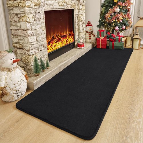 Amearea Modern Soft Hallway Runner Rug - 2x6 Feet Washable Non-Slip Memory Foam | Black Fluffy Carpet for Home Decor