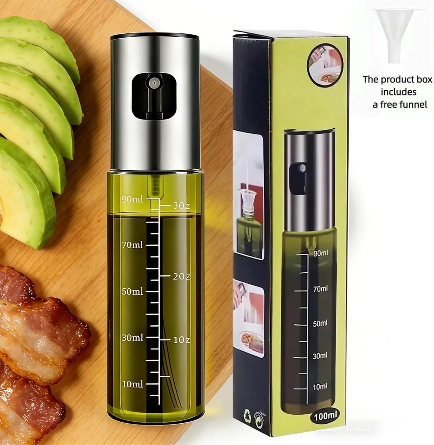Skiennix Light Blockage Olive Oil Sprayer - 100ml Leakproof Food Grade Oil Dispenser for Cooking & BBQ