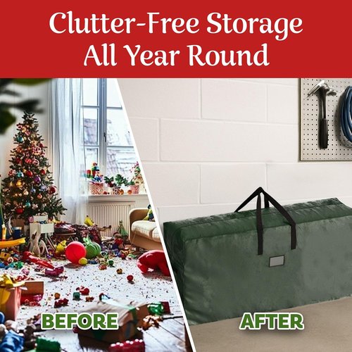 Elf Stor Christmas Tree Storage Bag - Organize 9FT Disassembled Artificial Trees | Green, Pack of 2