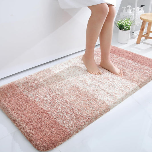 OLANLY Bathroom Runner Rug - Extra Soft Microfiber Mat | Quick Dry, Washable, 47x24 Inches, Peach