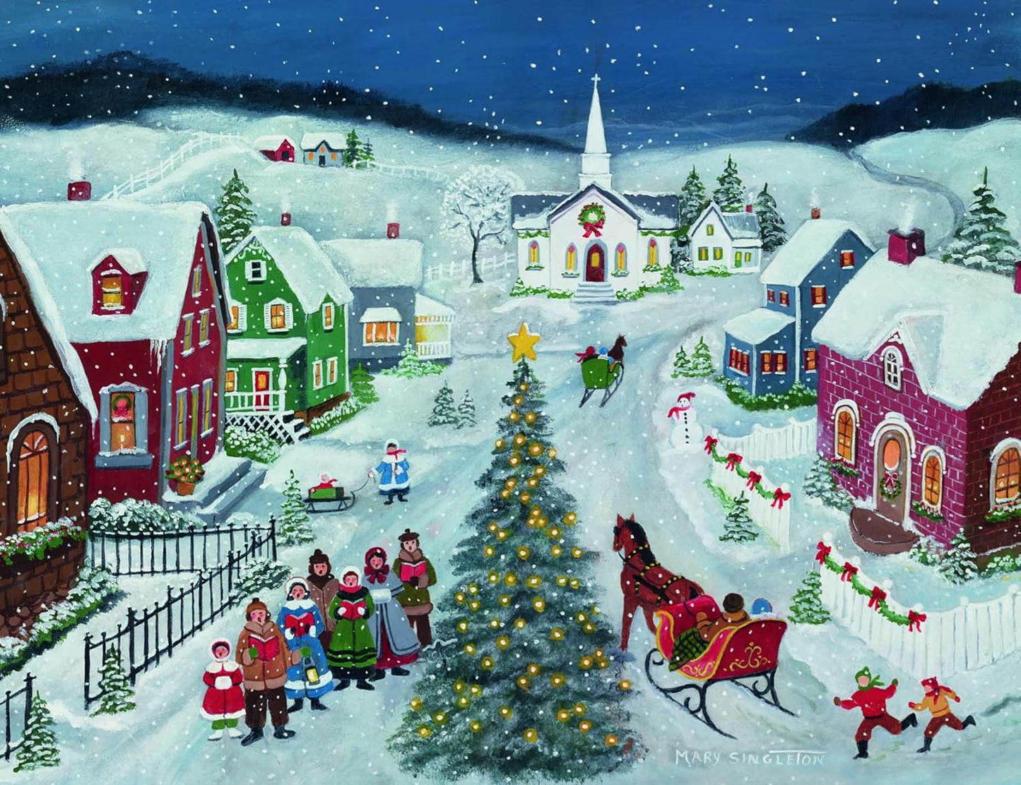 Silent Night Boxed Christmas Cards (18 Pack) - Elegant Holiday Cards by Mary Singleton