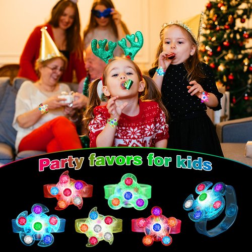 BSTDECOR Glow in The Dark Party Favors for Kids-14 Pack LED Light Up Fidget Spinner Bracelets, Birthday Gifts Treasure Box Toys Classroom Prizes Goodie Bags Stuffers Easter Basket Stuffers