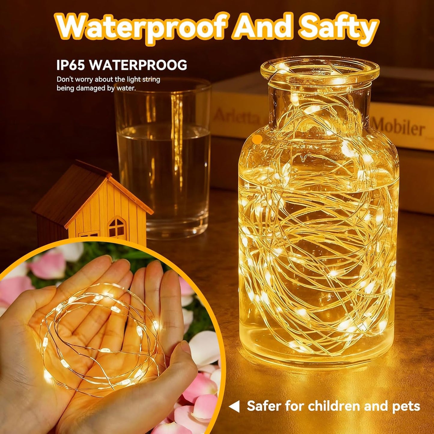 Twinkle Fairy Lights - 33ft 100 LED Waterproof String Lights with Remote & Timer | Warm White for Bedroom, Party & Christmas Decor