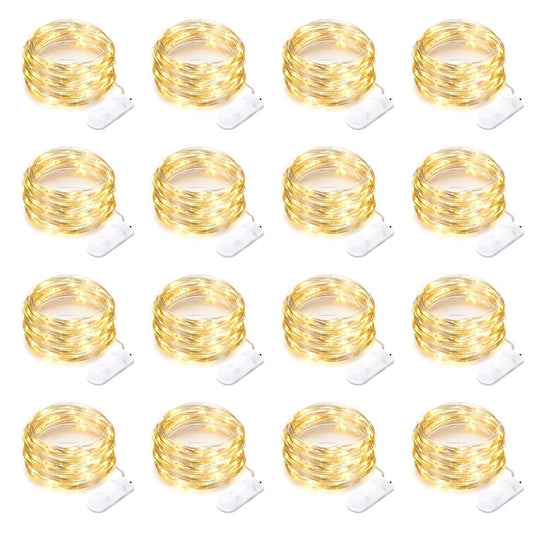 16 Pack 30 Led Fairy Lights Battery Operated String Lights 10 Feet Waterproof Twinkle Lights Mason Jar Lights Silver Wire Firefly Lights for Christmas Party Wedding Patio Warm White