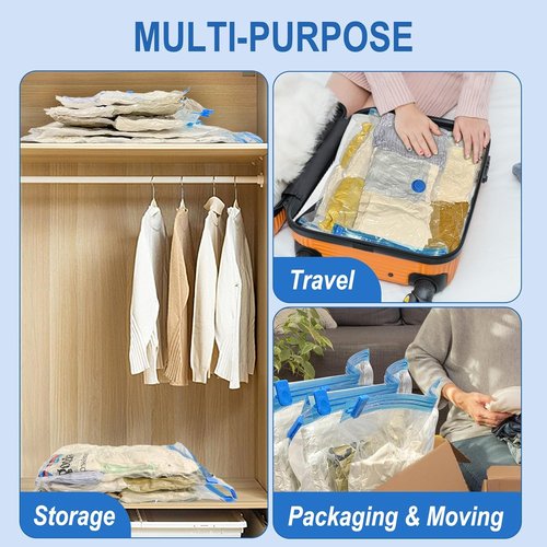 Fygrip Vacuum Storage Bags - 80% Space Saver with Hand Pump | Jumbo Size for Clothing, Travel & Comforters