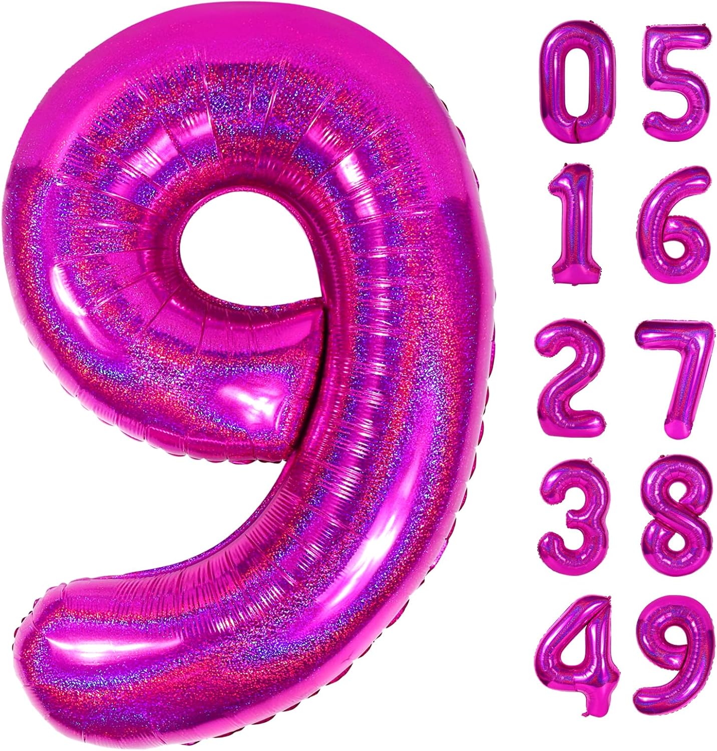 Laser Hot Pink Number 9 Balloon - 40 Inch Giant Birthday Decoration for Girls | Perfect for 9th, 19th, and 29th Parties