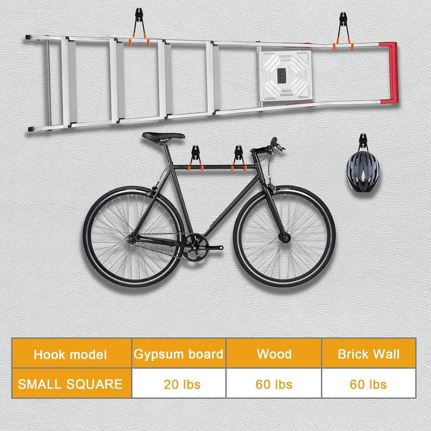 KURUI Heavy Duty Wall Hooks - 2 Pack Metal Garage Tool Organizer for Ladders, Hoses & More