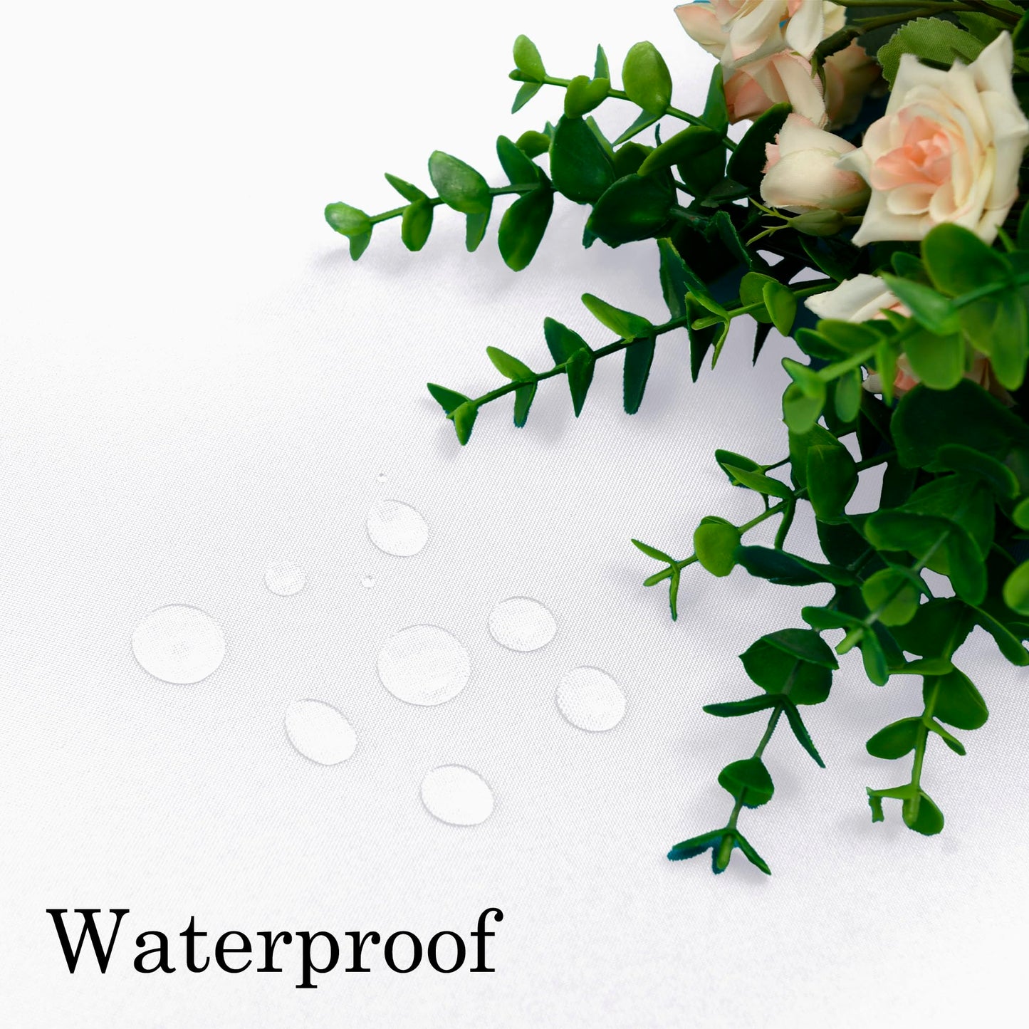 XWZO White Round Tablecloth 60 Inch Polyester Folding Table Cloth, Small Round Table Cover Waterproof Wipe Clean Spillproof for Kitchen Dining Wedding Outdoor Picnic Buffet Party