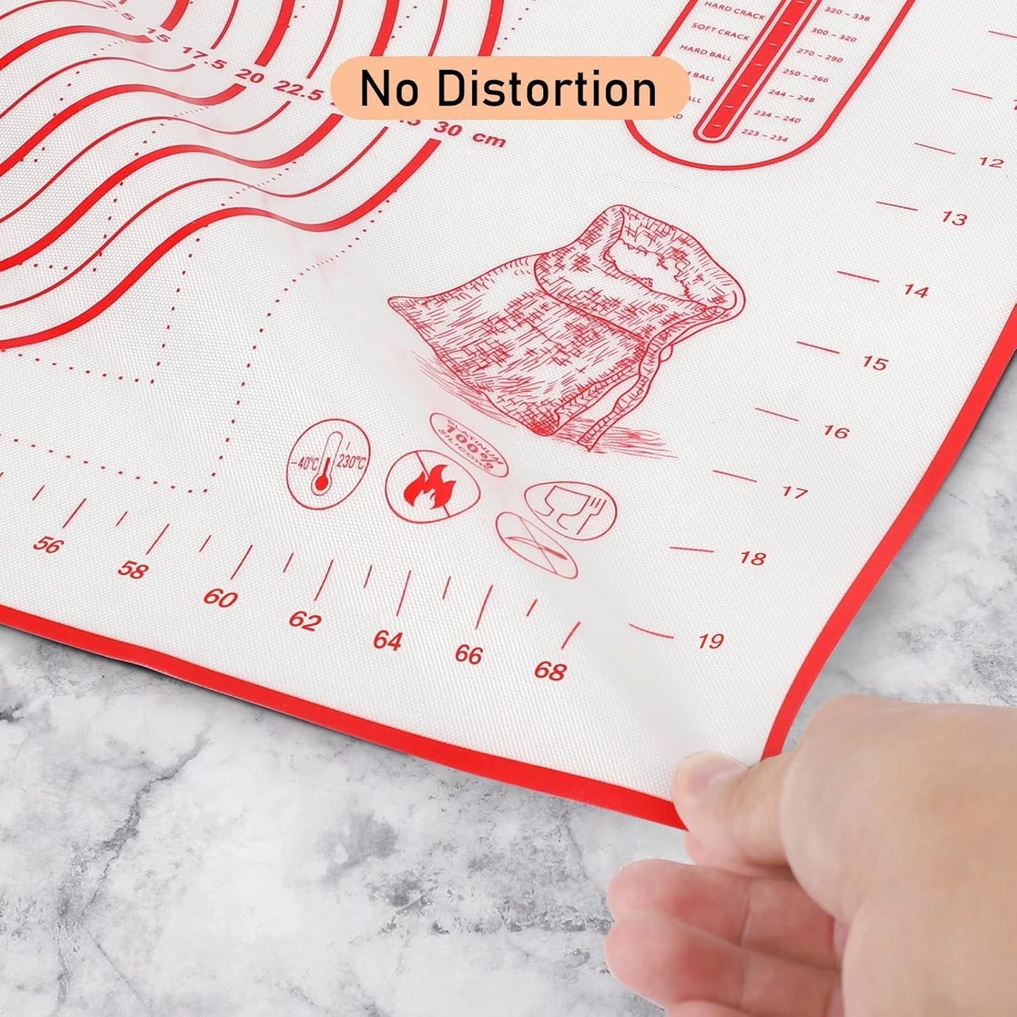 Skiennix Extra Large Silicone Pastry Mat - Non-Stick Baking Mat with Measurements, 24" x 32", Red