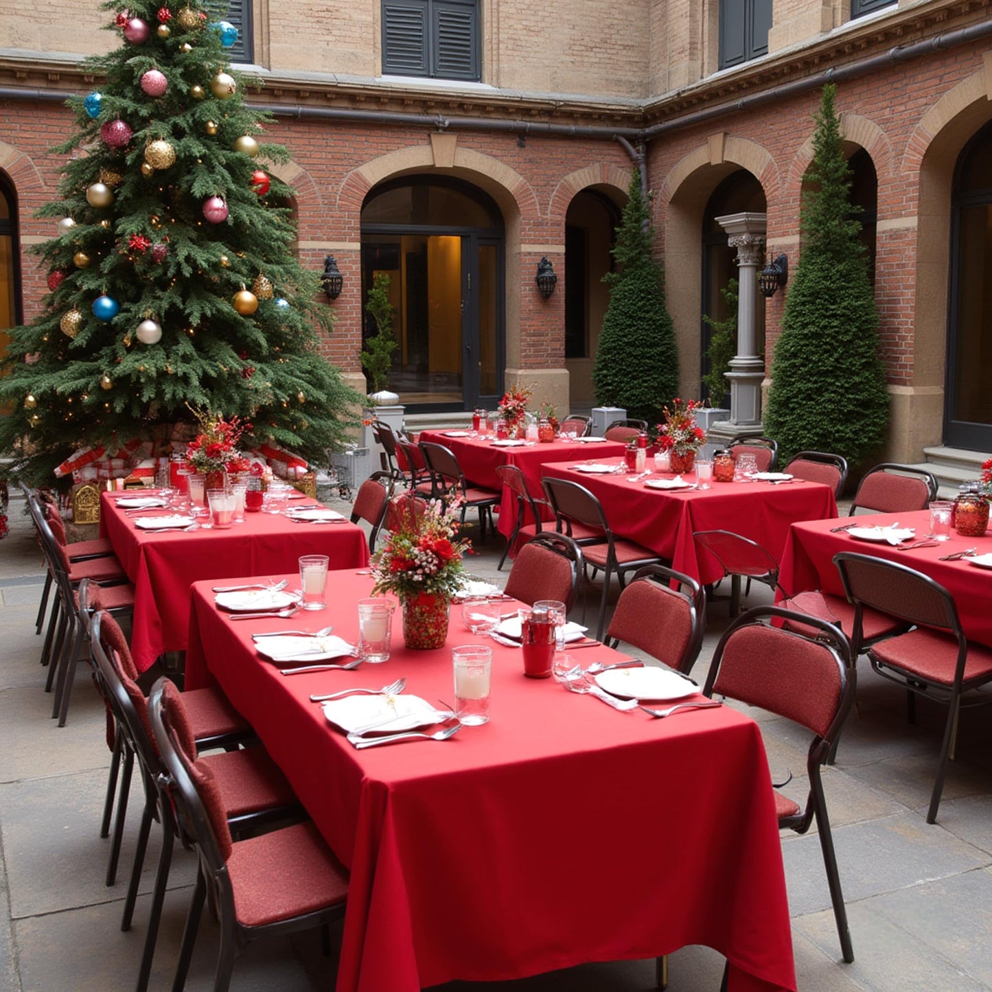 sancua Red Tablecloths for 8 Foot Rectangle Tables, 8 Pack - Washable Polyester Fabric Table Cloth for Wedding Party, Birthday, Banquet Reception, 60x120 Inch