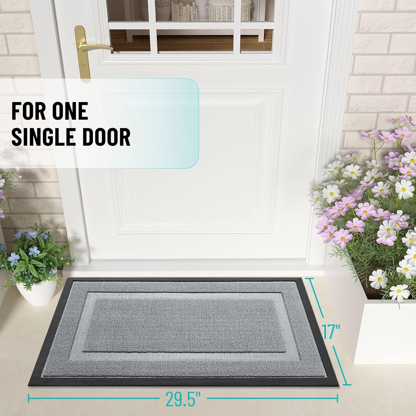 OLANLY Waterproof Front Door Mat - All-Season Indoor/Outdoor Doormat, Easy Clean, 33x21, Ash Gray