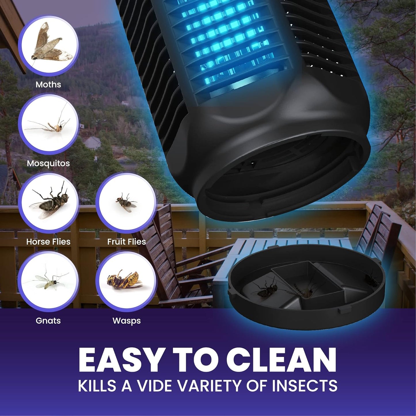 LiBa Electric Bug Zapper - Powerful 4000V Indoor & Outdoor Insect Killer | 20W Bright, Waterproof Design