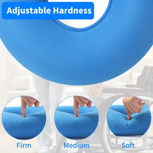ANABIUP 2 Pack Inflatable Donut Pillow Ring Seat 15 Inch Round Portable Donut Cushion Pillow for Home Office Chair Wheelchair Car, 2 Colors