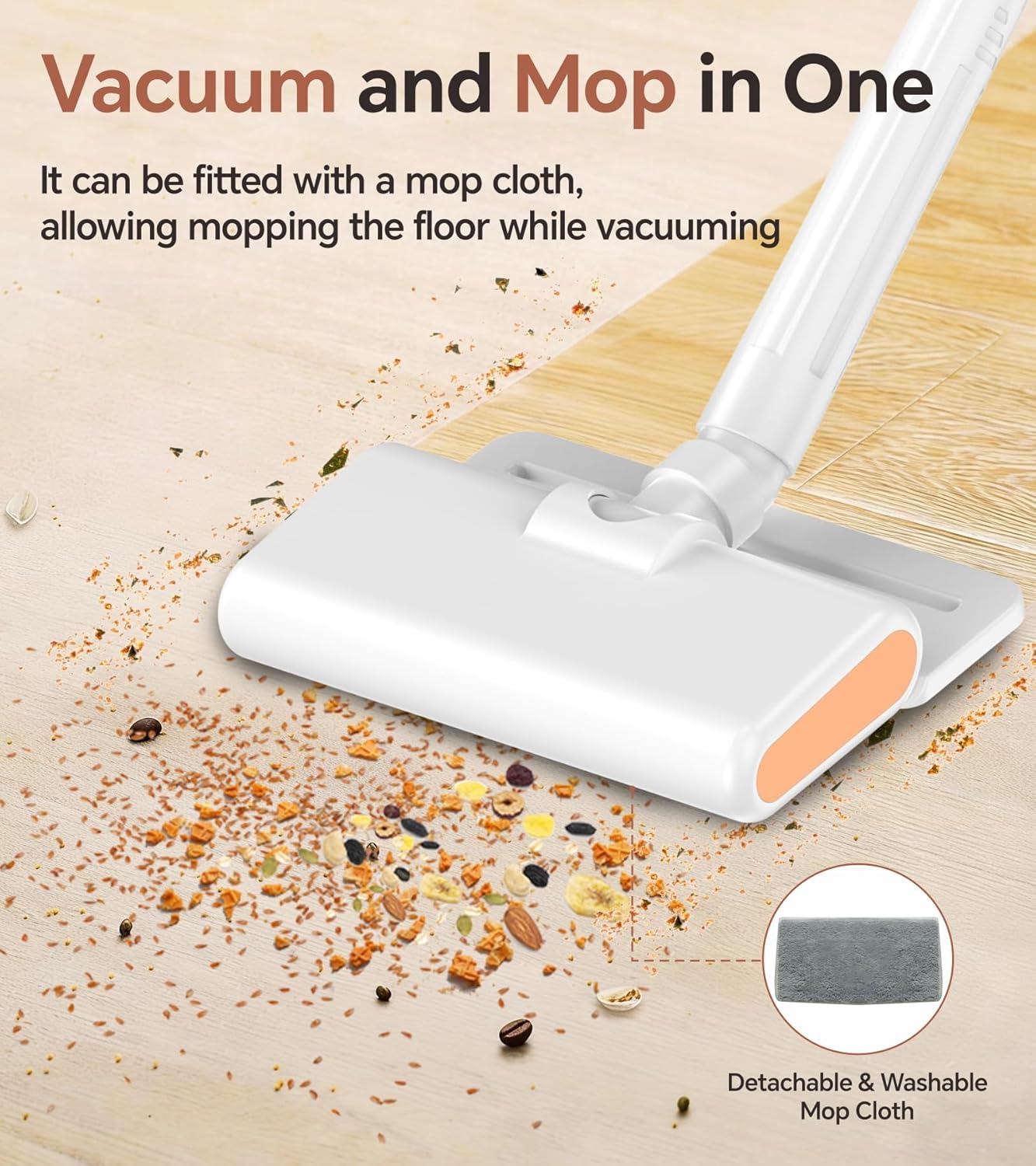 Skiennix Cordless Vacuum Cleaner - Powerful Suction & LED Display | Portable Wireless for Hardwood & Carpet, White
