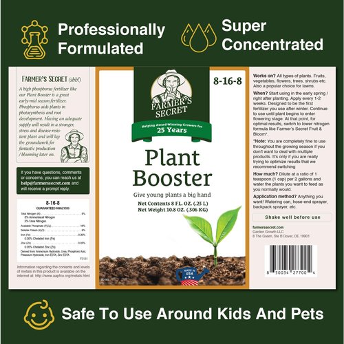 Farmer’s Secret Plant Booster - Super Concentrated High Phosphorus Formula for Root Growth | 8oz