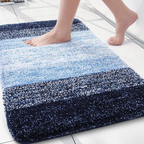 Arotive Microfiber Bath Rug - Soft, Absorbent & Non-Slip | Machine Washable, 24x16, Blue