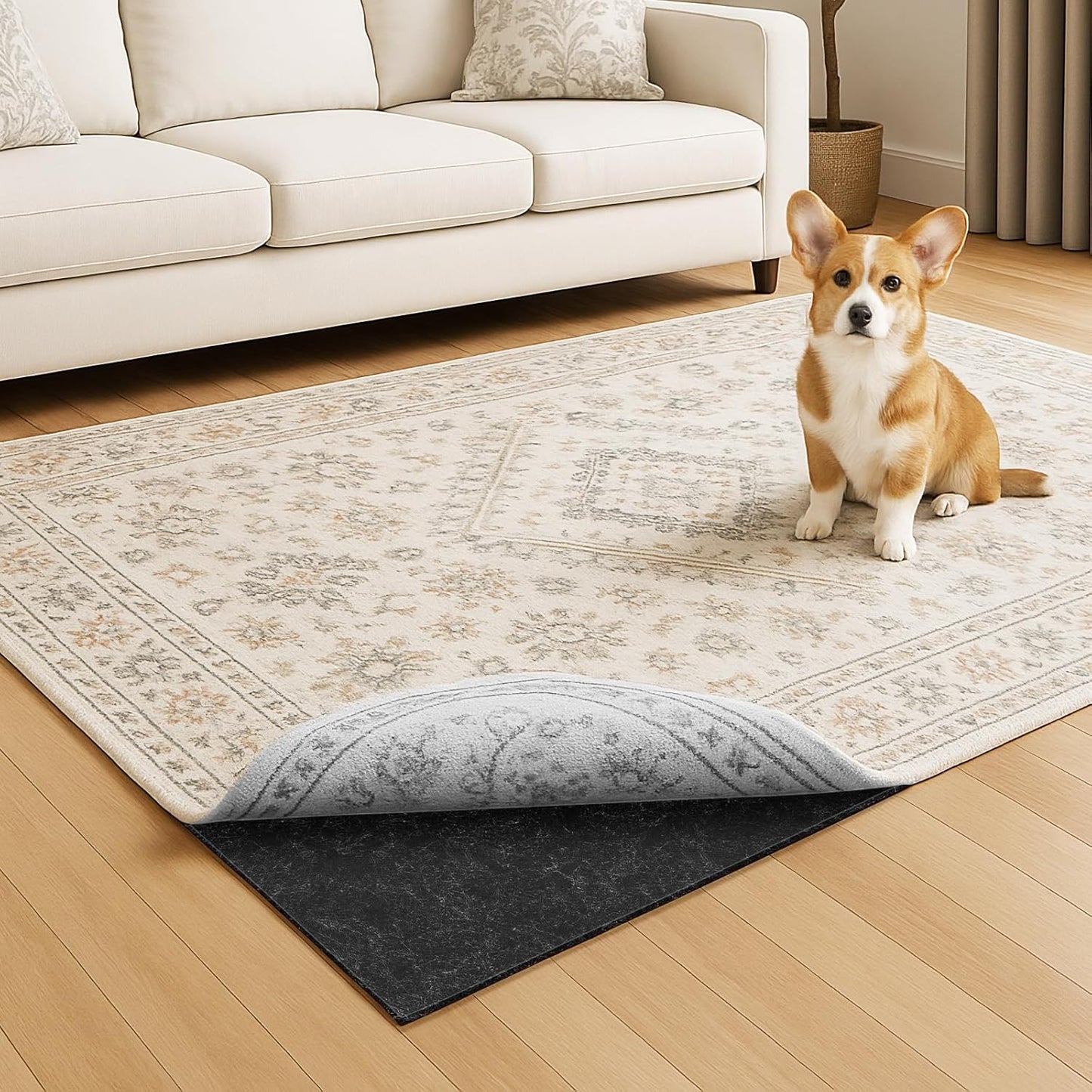 Warmstar 8x10 FT Non-Slip Rug Pad - 100% Waterproof Felt for Hardwood Floors, 1/8” Thick, Secure Grip